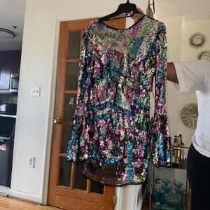 Brand new ASOS multicolored sequin party dress. Size 8